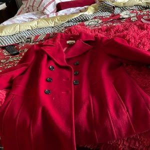 Red pea coat